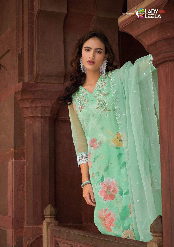 Summer Spring By Lady Leela Organza Embroidery Kurti With Bottom Dupatta Wholesale Shop In Surat